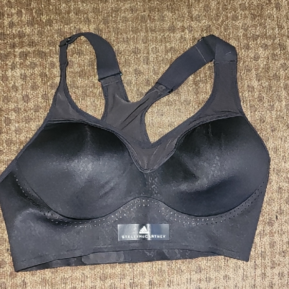 STELLA MCCARTNEY X ADIDAS BLACK ANIMAL PRINT WORKOUT BRA SIZE SMALL 34B